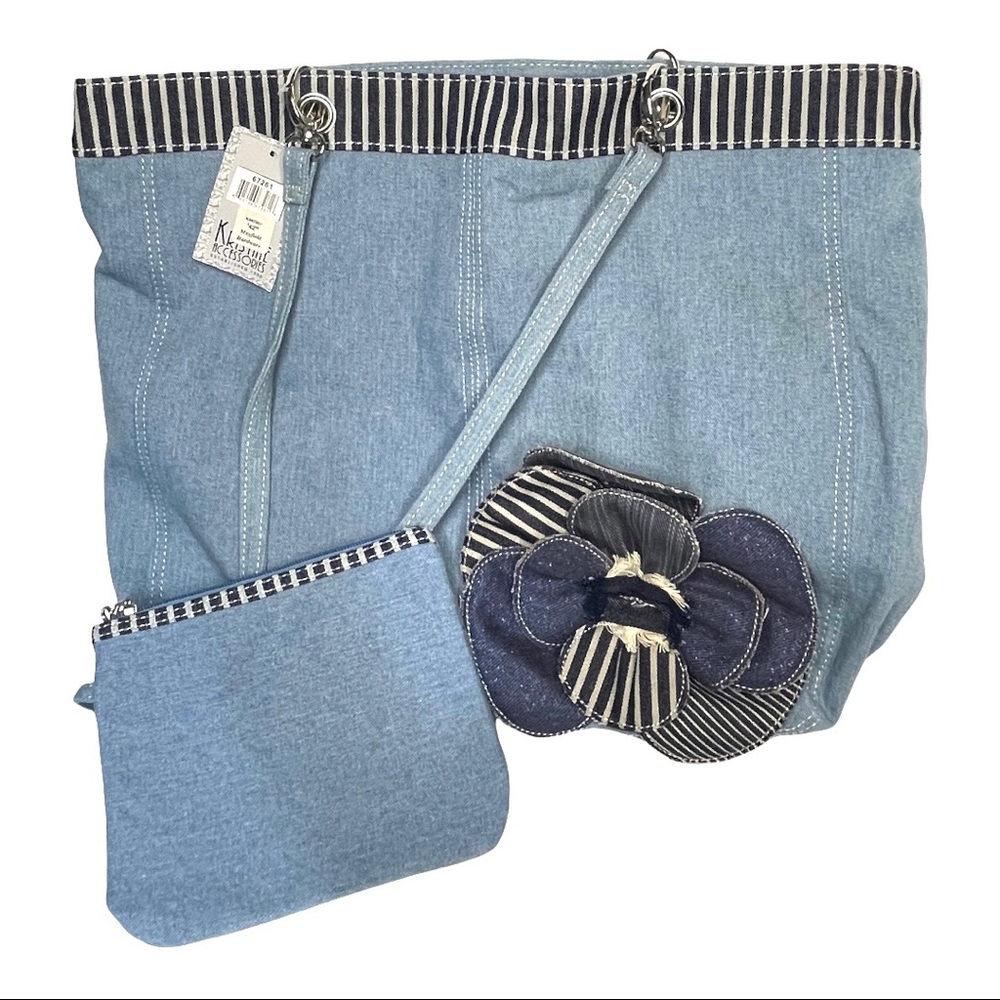 Kristine Accessories Denim Tote & Matching Pouch